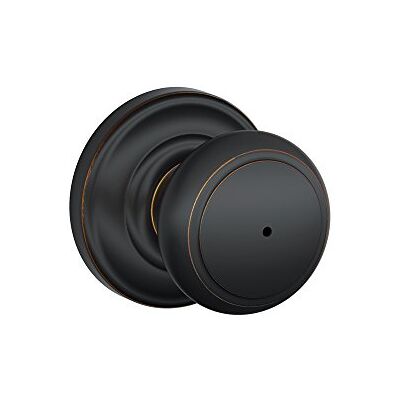 SCHLAGE Andover Privacy Knob, Andover Rose, Aged Bronze SCHLAGE Andover Privacy Knob, Andover Rose, Aged Bronze