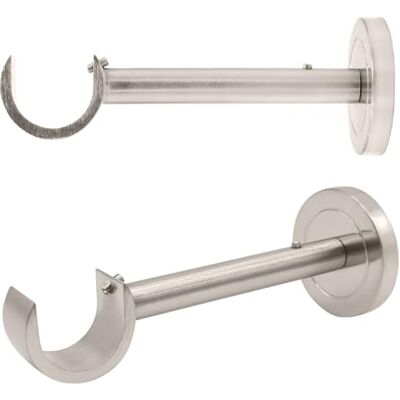 A Key Tech 1 inch Curtain Rod Bracket Brushed Nickel, 2pcs Curtain Rod Wall Brackets Long 5 inch Projection Bracket Holder with Installation Accessories Included, Set of 2, Brushed Nickel A Key Tech 1 inch Curtain Rod Bracket Brushed Nickel, 2pcs Curtain Rod Wall Brackets Long 5 inch Projection Bracket Holder with Installation Accessories Included, Set of 2, Brushed Nickel
