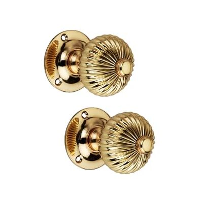 Infinity Victorian Style Polished Brass Regency Mortice Door Knobs Set 60mm Round Pull Handles Pair Ideal for Interior and Exterior Doors Infinity Victorian Style Polished Brass Regency Mortice Door Knobs Set 60mm Round Pull Handles Pair Ideal for Interior and Exterior Doors