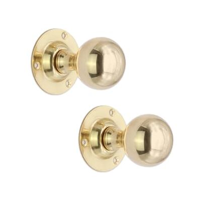Infinity Pair of Round Ball Mortice Door Knobs Set Polished Brass 45mm Pull Handles Pair Ideal for Interior and Exterior Use Infinity Pair of Round Ball Mortice Door Knobs Set Polished Brass 45mm Pull Handles Pair Ideal for Interior and Exterior Use