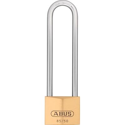 ABUS Brass Padlock 85/50HB127 with high Shackle for Cellar Doors, Sheds, Garage and Much More Weatherproof Hardened Steel Shackle Security Level 7 ABUS Brass Padlock 85/50HB127 with high Shackle for Cellar Doors, Sheds, Garage and Much More Weatherproof Hardened Steel Shackle Security Level 7