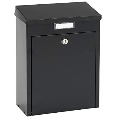 Renz 150190DE MEFA Song 150 Letterbox with Name Plate (Colour: Black, Post Box with Lock Size 340 x 265 x 135 mm) Renz 150190DE MEFA Song 150 Letterbox with Name Plate (Colour: Black, Post Box with Lock Size 340 x 265 x 135 mm)