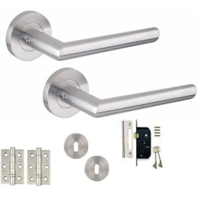 Golden Grace Mitred Key Lock Door Handle Set, Satin Nickel, Key Lock Set Includes 64mm 3-lever mortise lock, keys, and 3-inch ball bearing hinges for a complete security upgrade. Golden Grace Mitred Key Lock Door Handle Set, Satin Nickel, Key Lock Set Includes 64mm 3-lever mortise lock, keys, and 3-inch ball bearing hinges for a complete security upgrade.
