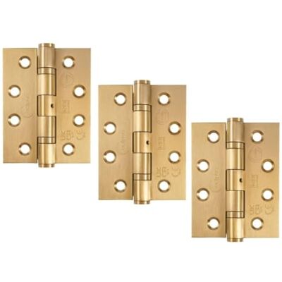 Eclipse Architectural Hardware Eclipse Grade 13 Internal Fire Door Hinges, 4 Inch (102mm) Heavy Duty Stainless Steel, Pack of 3 (Satin Brass) Eclipse Architectural Hardware Eclipse Grade 13 Internal Fire Door Hinges, 4 Inch (102mm) Heavy Duty Stainless Steel, Pack of 3 (Satin Brass)