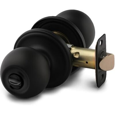 Copper Creek BK2030BC Ball Door Knob, Privacy Function, 1 Pack, in Black Copper Creek BK2030BC Ball Door Knob, Privacy Function, 1 Pack, in Black