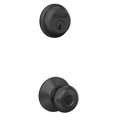 SCHLAGE FB50NGPLY622 Deadbolt and Plymouth Knob 1 Side, Highest Residential Security, Keyed Entry Lock, Matte Black SCHLAGE FB50NGPLY622 Deadbolt and Plymouth Knob 1 Side, Highest Residential Security, Keyed Entry Lock, Matte Black