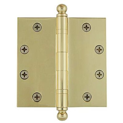 Nostalgic 728378 Ball Tip Heavy Duty Hinge with Square Corners, Polished Brass, 4.5 Nostalgic 728378 Ball Tip Heavy Duty Hinge with Square Corners, Polished Brass, 4.5