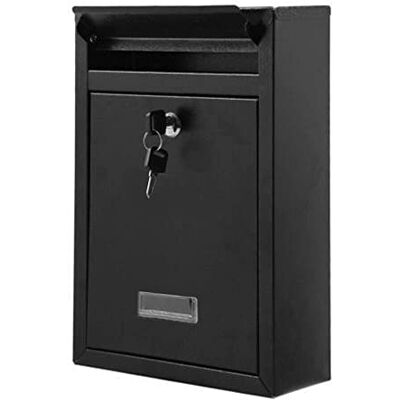 LIZZIE JACOBS Large Size Post Box Wall Mounted Letter Box Easy to Install Steel Mail Box Parcel Letter Delivery Weatherproof Post Box with Nameplate and 2 Keys Stylish Letterbox to Keep Your Mail Safe LIZZIE JACOBS Large Size Post Box Wall Mounted Letter Box Easy to Install Steel Mail Box Parcel Letter Delivery Weatherproof Post Box with Nameplate and 2 Keys Stylish Letterbox to Keep Your Mail Safe