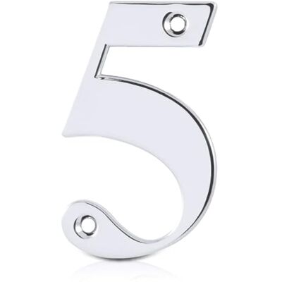 XFORT Polished Chrome Front Door Number 5, House Number Suitable for All Door Types including Wooden, uPVC, and Composite. XFORT Polished Chrome Front Door Number 5, House Number Suitable for All Door Types including Wooden, uPVC, and Composite.