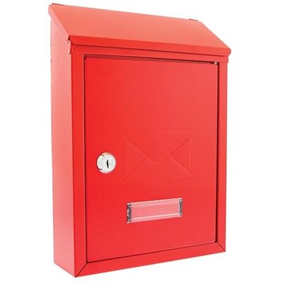 Burg-Wachter MB09R Avon Rear Entry Wall Mounted Galvanised Steel Lockable Weatherproof Post Box Red 21x30x7cm Burg-Wachter MB09R Avon Rear Entry Wall Mounted Galvanised Steel Lockable Weatherproof Post Box Red 21x30x7cm