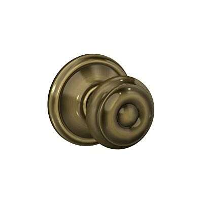 SCHLAGE F10GEO609 Georgian Passage Knob, Antique Brass SCHLAGE F10GEO609 Georgian Passage Knob, Antique Brass