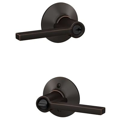 SCHLAGE F51ALAT716 Latitude Door Lever Keyed Entry Lock, Aged Bronze SCHLAGE F51ALAT716 Latitude Door Lever Keyed Entry Lock, Aged Bronze