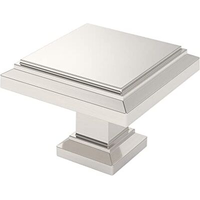 Alzassbg Brushed Satin Nickel Square Cabinet Knobs 10 Pack, AL6071SN 1.26 Inch(32mm) Length, Single Hole Knob, Decorative Hardware Pulls, for Cabinets and Drawers Alzassbg Brushed Satin Nickel Square Cabinet Knobs 10 Pack, AL6071SN 1.26 Inch(32mm) Length, Single Hole Knob, Decorative Hardware Pulls, for Cabinets and Drawers