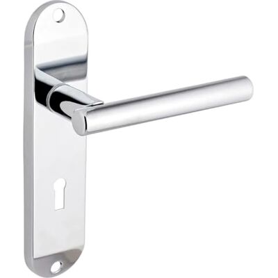 Designer Levers Kemsley T-Bar Lever Lock Door Handle, Polished Chrome Fixings included; supplied as a pair; aluminium construction. Designer Levers Kemsley T-Bar Lever Lock Door Handle, Polished Chrome Fixings included; supplied as a pair; aluminium construction.