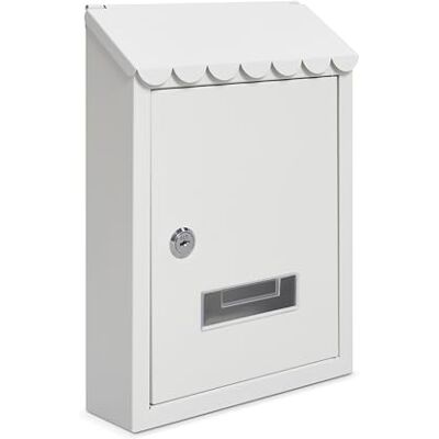 Assorted Collections Wall Mounted Post Box Galvanized Steel Lockable Mail Box with 2 Keys, Weatherproof Letter Box, 21x30x7cm (White) Assorted Collections Wall Mounted Post Box Galvanized Steel Lockable Mail Box with 2 Keys, Weatherproof Letter Box, 21x30x7cm (White)