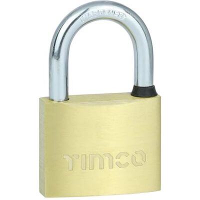 TIMCO Brass Padlock Ideal for Luggage cabinets Sheds Gates 50mm TIMCO Brass Padlock Ideal for Luggage cabinets Sheds Gates 50mm