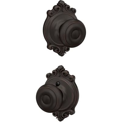 SCHLAGE F10 GEO 716 BRK Brookshire Collection Georgian Passage Knob, Aged Bronze Lock Company SCHLAGE F10 GEO 716 BRK Brookshire Collection Georgian Passage Knob, Aged Bronze Lock Company