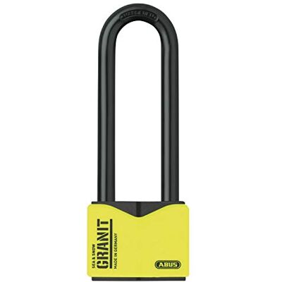 ABUS Granit Padlock 37/55HB100 with high Shackle for Outdoor use Made of Hardened Special Steel Security Level 10 Black/Yellow ABUS Granit Padlock 37/55HB100 with high Shackle for Outdoor use Made of Hardened Special Steel Security Level 10 Black/Yellow
