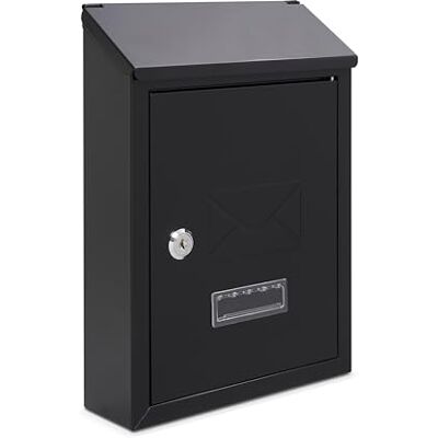 Assorted Collections Wall Mounted Post Box Includes Name Plate Steel Lockable Mail Box with 2 Keys, Weatherproof Letter Box, Easy To Install 21x30x7cm (Black) Assorted Collections Wall Mounted Post Box Includes Name Plate Steel Lockable Mail Box with 2 Keys, Weatherproof Letter Box, Easy To Install 21x30x7cm (Black)