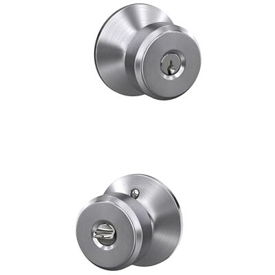 SCHLAGE F51A BWE 626 Bowery Entrance Door Knob, Satin Chrome SCHLAGE F51A BWE 626 Bowery Entrance Door Knob, Satin Chrome