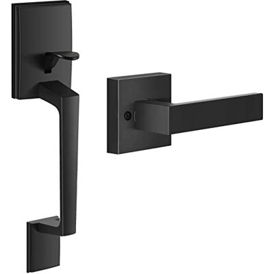 voxmude Front Door Handle, Single Cylinder Exterior Door Entry Handle with Door Lever, German Forging Technology Door Handle Set for House, Lever Reversible for Right and Left Sided Doors (Matte Black) voxmude Front Door Handle, Single Cylinder Exterior Door Entry Handle with Door Lever, German Forging Technology Door Handle Set for House, Lever Reversible for Right and Left Sided Doors (Matte Black)