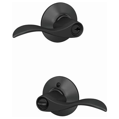 SCHLAGE F51AACC622, Keyed Entry, Matte Black F51A Acc 622 Accent Door Lever, Lock SCHLAGE F51AACC622, Keyed Entry, Matte Black F51A Acc 622 Accent Door Lever, Lock