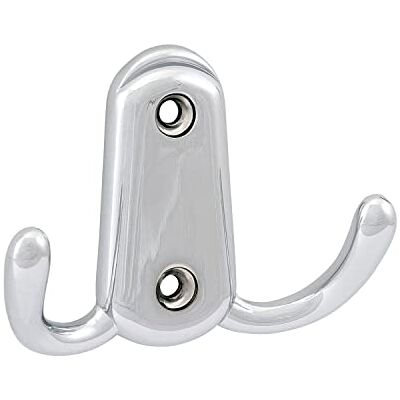 OBF Grimme Canelli 756151-29 Coat Hook Polished Chrome-Plated Width 17 mm Height 86 mm Double Hook Die-Cast Zinc OBF Grimme Canelli 756151-29 Coat Hook Polished Chrome-Plated Width 17 mm Height 86 mm Double Hook Die-Cast Zinc