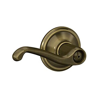 SCHLAGE F40FLA609 Flair F40 Flat Wave Reversible Door Lever Lockset, Solid, Antique Brass SCHLAGE F40FLA609 Flair F40 Flat Wave Reversible Door Lever Lockset, Solid, Antique Brass