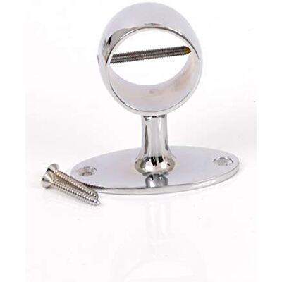 EVERLASTO Polished Chrome Oval Pipe Bracket for 24mm, 36mm Decking Rope Decking Brass Fittings (36MM Oval Pipe Bracket) EVERLASTO Polished Chrome Oval Pipe Bracket for 24mm, 36mm Decking Rope Decking Brass Fittings (36MM Oval Pipe Bracket)