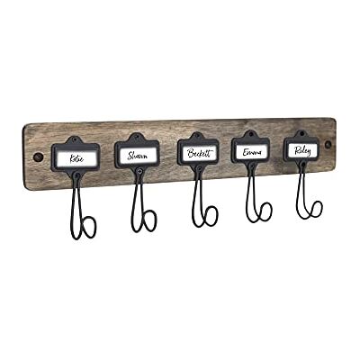 Spectrum Diversified Wall Mount 5 A-Hook w/Nameplates for Entryway Storage and Organization, Aged Gray/Industrial Gray Powder Coat Spectrum Diversified Wall Mount 5 A-Hook w/Nameplates for Entryway Storage and Organization, Aged Gray/Industrial Gray Powder Coat