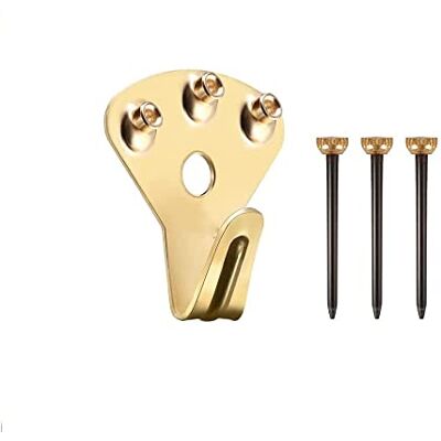 Merriway BH06990 (10 Pcs) Picture Hooks Heavy Duty Steel EB 45kg (100lb) Breakweight, 3-Guide Hole with Brass Head Pins Pack of 10 Pieces Merriway BH06990 (10 Pcs) Picture Hooks Heavy Duty Steel EB 45kg (100lb) Breakweight, 3-Guide Hole with Brass Head Pins Pack of 10 Pieces