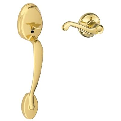 SCHLAGE Lock Company Plymouth Front Entry Handle Flair Right-Handed Interior Lever (Bright Brass) FE285 PLY 505 FLA 605 RH SCHLAGE Lock Company Plymouth Front Entry Handle Flair Right-Handed Interior Lever (Bright Brass) FE285 PLY 505 FLA 605 RH
