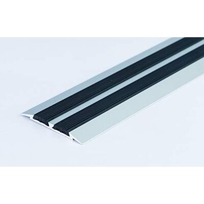 TMW Profiles Flat Threshold Carpet Door Aluminium Rubber 45mm x 2M (6.56ft) Floor Edging bar Trim Strip LPPSZG (Silver) TMW Profiles Flat Threshold Carpet Door Aluminium Rubber 45mm x 2M (6.56ft) Floor Edging bar Trim Strip LPPSZG (Silver)