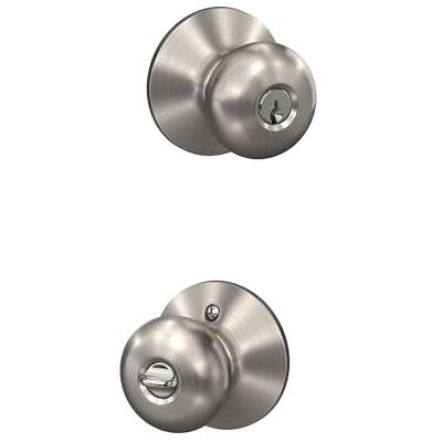 SCHLAGE F51PLY619K4, Satin Nickel F51A PLY 619 Plymouth Knob Keyed Entry Lock SCHLAGE F51PLY619K4, Satin Nickel F51A PLY 619 Plymouth Knob Keyed Entry Lock