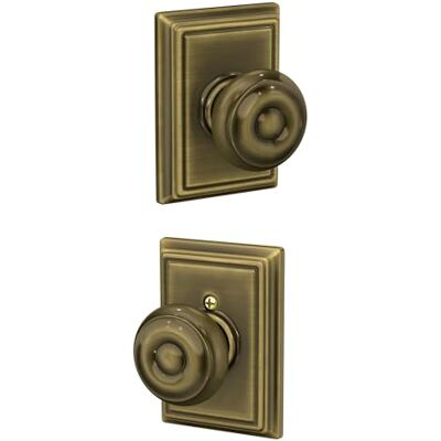 SCHLAGE F10GEO609ADD Addison Collection Georgian Passage Knob, Antique Brass SCHLAGE F10GEO609ADD Addison Collection Georgian Passage Knob, Antique Brass