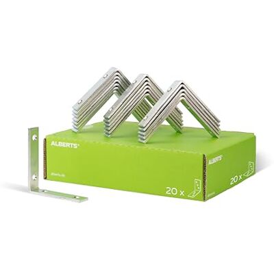 Alberts 847760 Joist Hanger Angle Bracket Narrow electrogalvanised, Thick-Layer-passivated 100 x 100 x 20 mm Set of 20 Alberts 847760 Joist Hanger Angle Bracket Narrow electrogalvanised, Thick-Layer-passivated 100 x 100 x 20 mm Set of 20