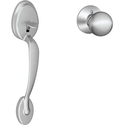 SCHLAGE Scht9 FE285 PLY 626 ORB Plymouth Trim Lower Half Front Entry Handleset with Orbit Knob, Satin Chrome SCHLAGE Scht9 FE285 PLY 626 ORB Plymouth Trim Lower Half Front Entry Handleset with Orbit Knob, Satin Chrome