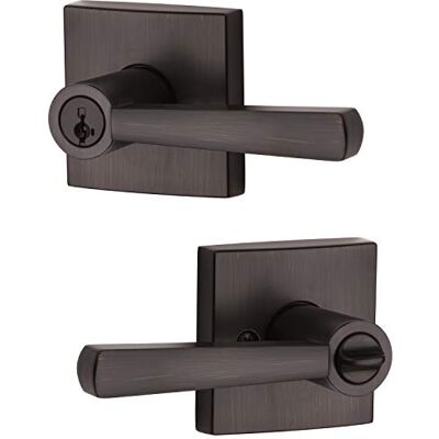 Baldwin Prestige 354SPL SQR 11P SMT Spyglass Lever with Square Rose, Keyed Entry Smart Key, Venetian Bronze Baldwin Prestige 354SPL SQR 11P SMT Spyglass Lever with Square Rose, Keyed Entry Smart Key, Venetian Bronze