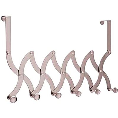 Merriway BH05970 Expanding Steel Concertina Style Over Door Hangers with Six Bright Chrome Hooks Merriway BH05970 Expanding Steel Concertina Style Over Door Hangers with Six Bright Chrome Hooks