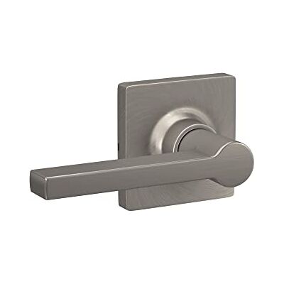 Lock Scout Straight Lever with Square Trim Hall and Closet Door Handle, Satin Nickel Finish Lock Scout Straight Lever with Square Trim Hall and Closet Door Handle, Satin Nickel Finish