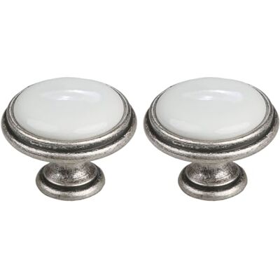 cyclingcolors 2 x Porcelain Ceramic 35mm Drawer Knobs Vintage Antique Style Furniture Knobs Door Handle, Dresser Handle, Cupboard Knob Nickel Pewter Finish Includes Screws cyclingcolors 2 x Porcelain Ceramic 35mm Drawer Knobs Vintage Antique Style Furniture Knobs Door Handle, Dresser Handle, Cupboard Knob Nickel Pewter Finish Includes Screws