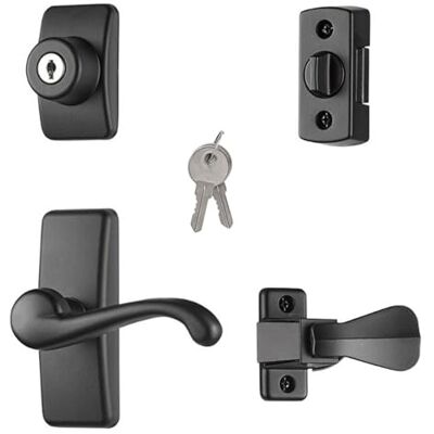 Ideal Security HK01-I-MB GL Lever Storm and Screen Doors Handle Set, 4-Piece, Matte Black Ideal Security HK01-I-MB GL Lever Storm and Screen Doors Handle Set, 4-Piece, Matte Black