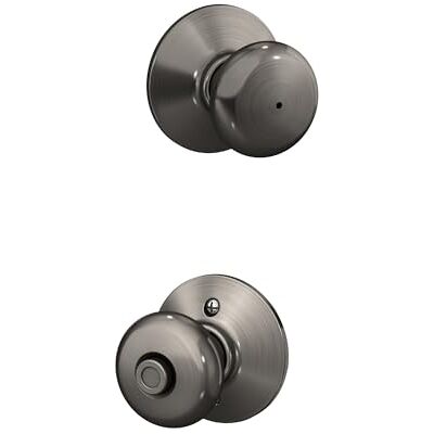 SCHLAGE F40PLY620 Plymouth Privacy Knob, Antique Pewter SCHLAGE F40PLY620 Plymouth Privacy Knob, Antique Pewter