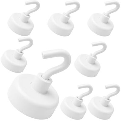 Master Magnetics 8-Pack White Enamel Compact Strong Magnetic Hook Set, 1" Diameter, 1.5” Length (MHHH9X8) Master Magnetics 8-Pack White Enamel Compact Strong Magnetic Hook Set, 1" Diameter, 1.5” Length (MHHH9X8)