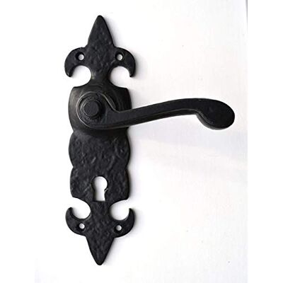 Frelan Hardware 2xBlack Antique Door Handles Lever Lock Ornate Fleur-De-LYS Frelan Hardware 2xBlack Antique Door Handles Lever Lock Ornate Fleur-De-LYS