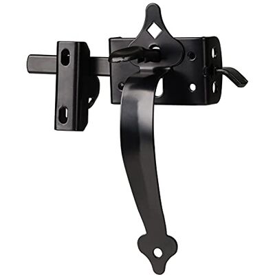 JIAHOO Gate Latch, Thumb Latch Hardware, Gate Latch for Wooden Fence Heavy Duty, Self Locking Latches with 8 inch Handle, Gate Kit for Wooden Fence & Swing Outdoor Gate – Steel, Black Finish JIAHOO Gate Latch, Thumb Latch Hardware, Gate Latch for Wooden Fence Heavy Duty, Self Locking Latches with 8 inch Handle, Gate Kit for Wooden Fence & Swing Outdoor Gate – Steel, Black Finish