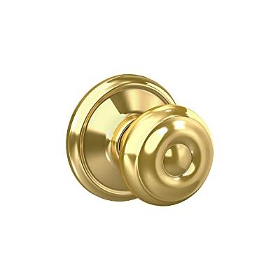 SCHLAGE F10VGEO605 Door Knob Georgian Passage Knob, Bright Brass, 1 SCHLAGE F10VGEO605 Door Knob Georgian Passage Knob, Bright Brass, 1