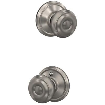 SCHLAGE F10 GEO 619 Georgian Door Knob, Hall & Closet Passage Lock, Satin Nickel SCHLAGE F10 GEO 619 Georgian Door Knob, Hall & Closet Passage Lock, Satin Nickel