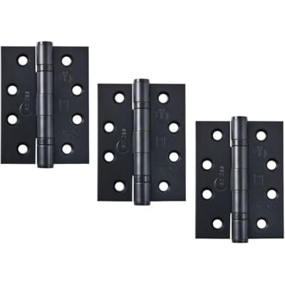 Eclipse Architectural Hardware Eclipse Grade 13 Internal Fire Door Hinges, 4 Inch (102mm) Heavy Duty Stainless Steel, Pack of 3 (Matt Black) Eclipse Architectural Hardware Eclipse Grade 13 Internal Fire Door Hinges, 4 Inch (102mm) Heavy Duty Stainless Steel, Pack of 3 (Matt Black)