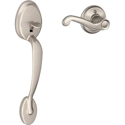 SCHLAGE Plymouth Front Entry Handle Flair Right-Handed Interior Lever (Satin Nickel) FE285 PLY 619 FLA RH SCHLAGE Plymouth Front Entry Handle Flair Right-Handed Interior Lever (Satin Nickel) FE285 PLY 619 FLA RH